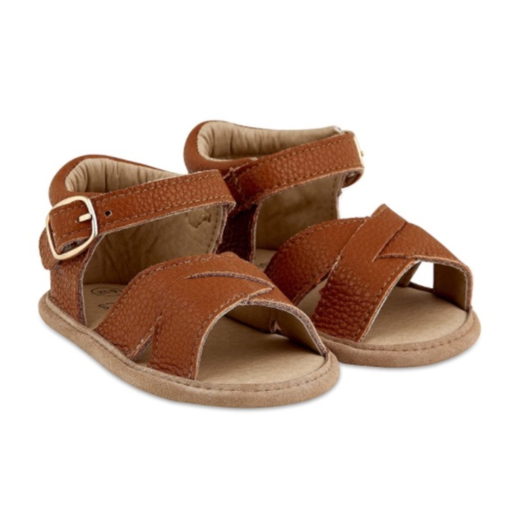 Brown leather baby sandals